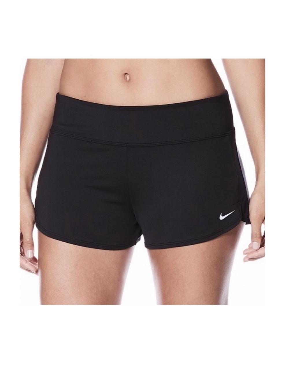 Nike Simple and Basic Black Mini Running Shorts with White Embroidered Logo